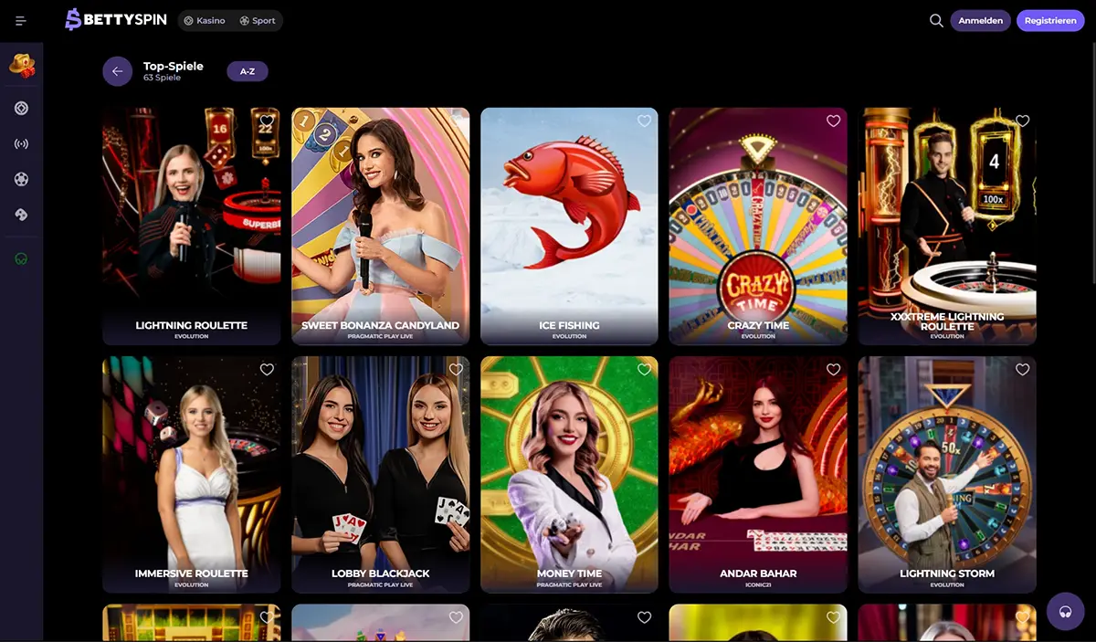 BettySpin Casino Live Casino