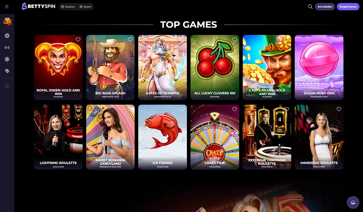 BettySpin Casino Startseite