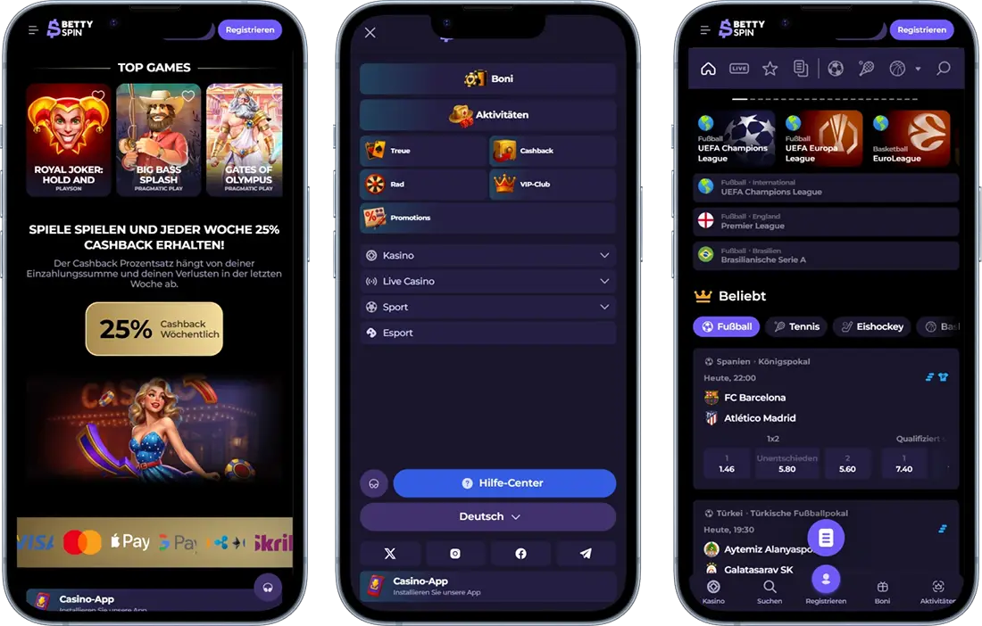 BettySpin Casino mobil spielen